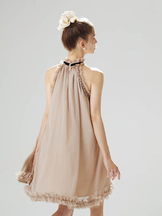 Brown Halterneck mini Dress