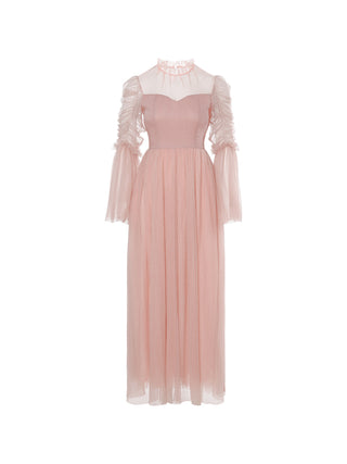 Peach tulle long dress