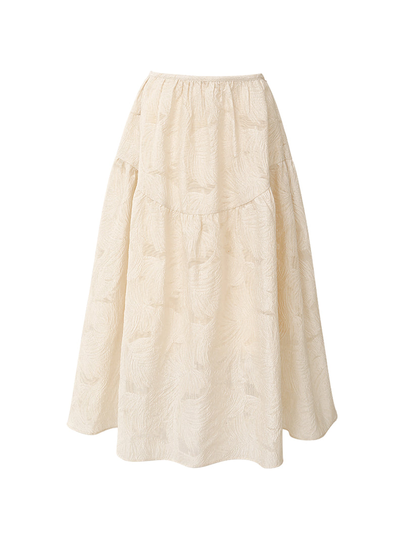 Jacquard flare skirt (Ivory)
