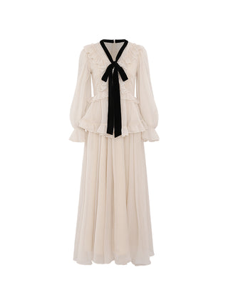 Diamant ruffle long dress (ivory)