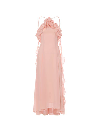 Pink rosette long dress