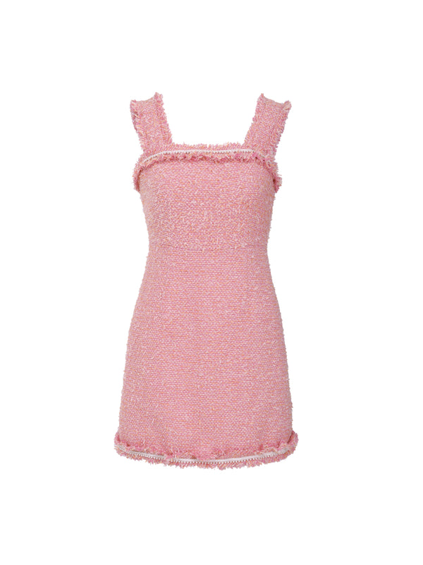 Rose tweed mini dress