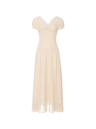 Esthetic shirring long dress