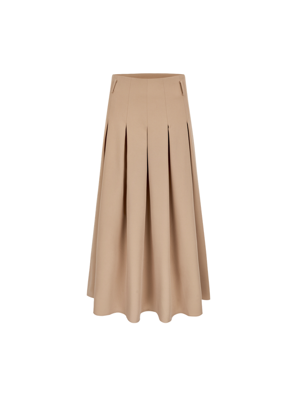 Sand Pleated Long Skirt