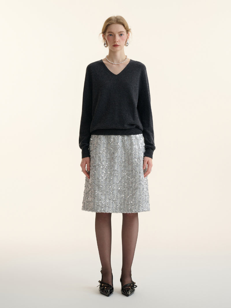 Spangle tweed skirt