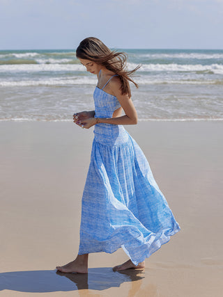 Ocean Shirring Long Dress