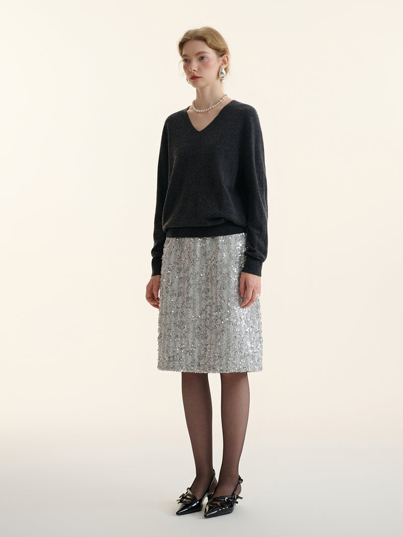 Spangle tweed skirt