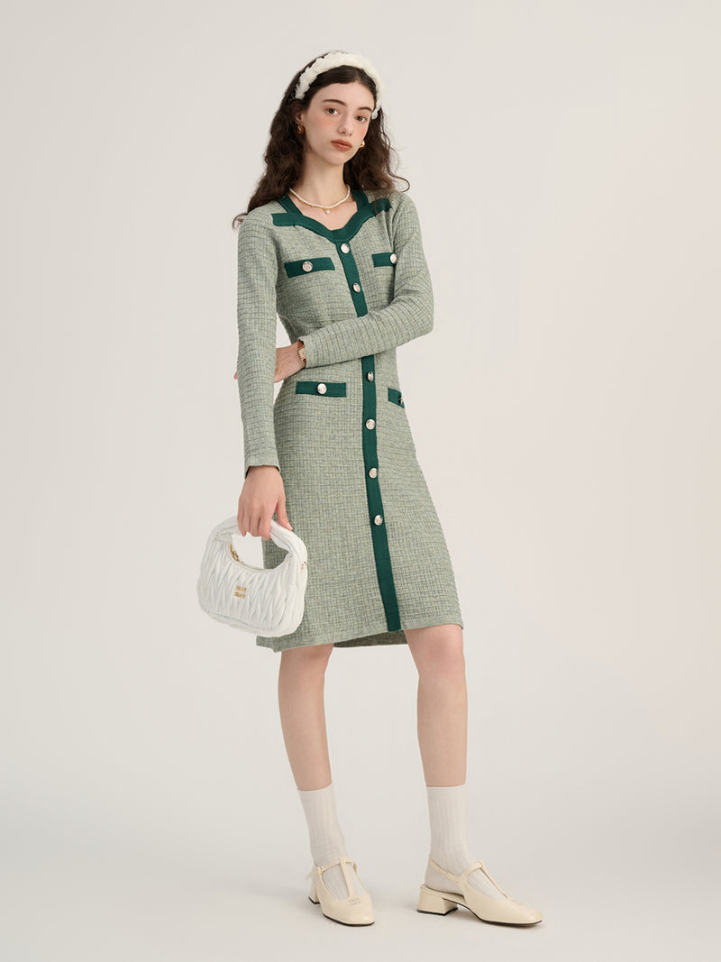 Greenery color midi dress