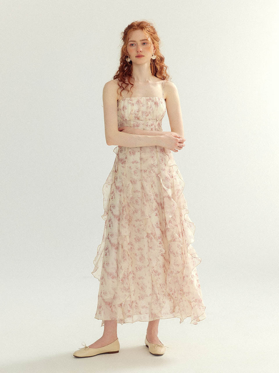 Fairy ruffle long dress L Fairy ruffle long dress L