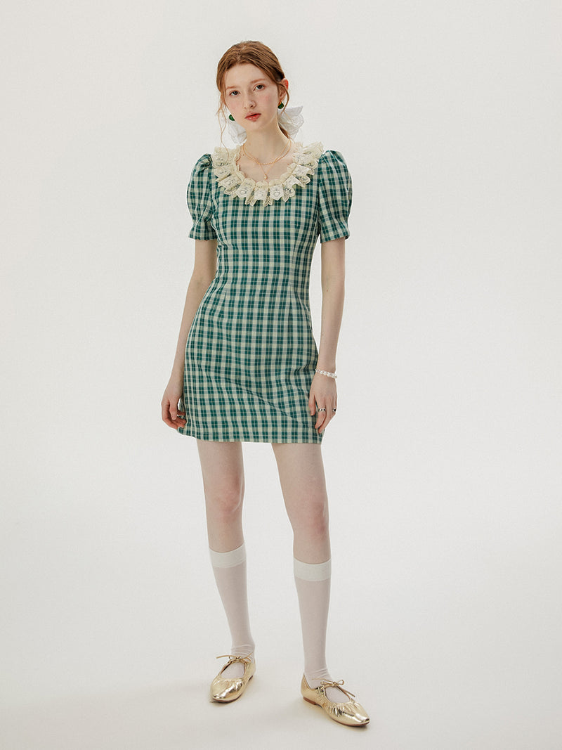 Lace collar mini dress