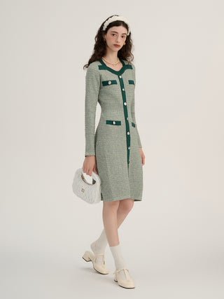 Greenery color midi dress