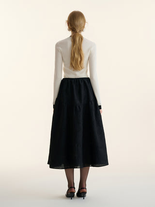 Jacquard flare skirt (Black)