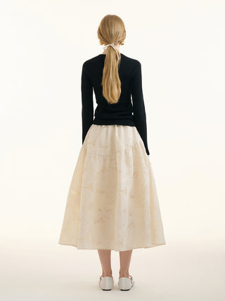Jacquard flare skirt (Ivory)