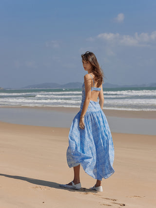 Ocean Shirring Long Dress