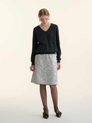 Spangle tweed skirt