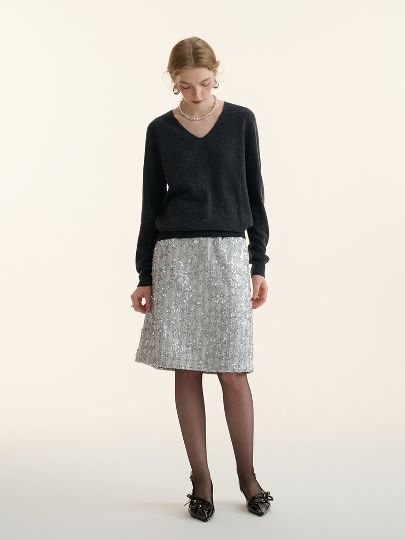 Spangle tweed skirt