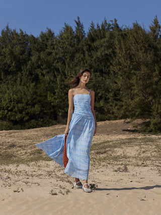 Ocean Shirring Long Dress