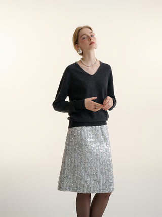 Spangle tweed skirt