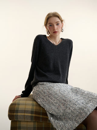 Spangle tweed skirt