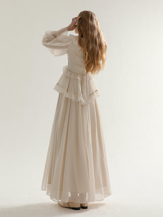 Diamant ruffle long dress (ivory)