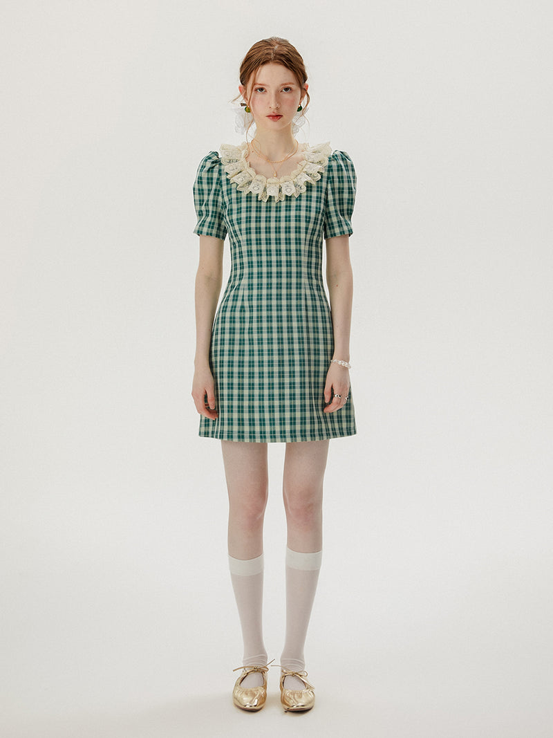 Lace collar mini dress