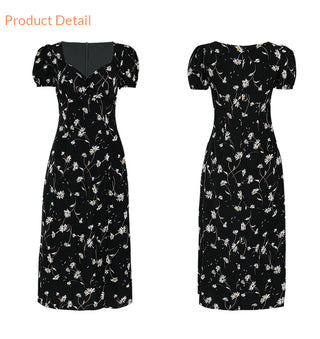 Black daisy long dress