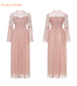 Peach tulle long dress