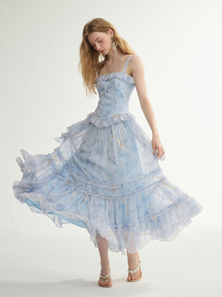 Model wearing Aether Tiered Long Dress – light and breezy summer maxi