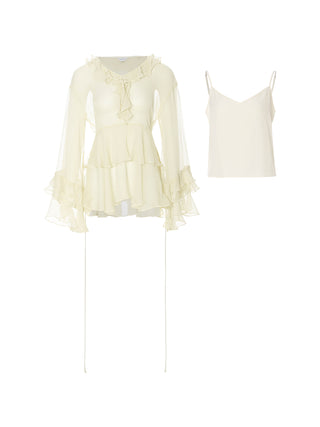 Airy Ruffle Blouse Set