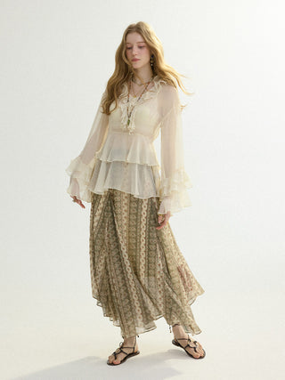 Airy Ruffle Blouse Set