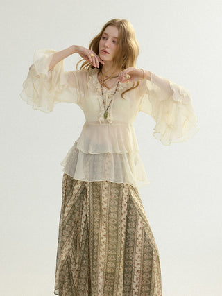Airy Ruffle Blouse Set