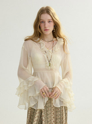 Airy Ruffle Blouse Set