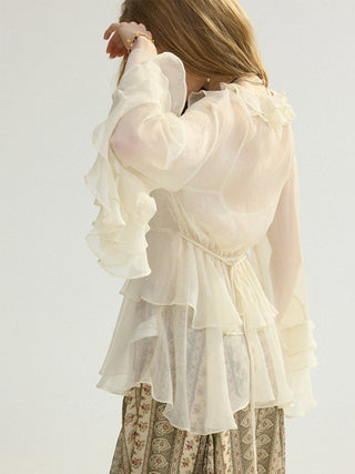 Airy Ruffle Blouse Set