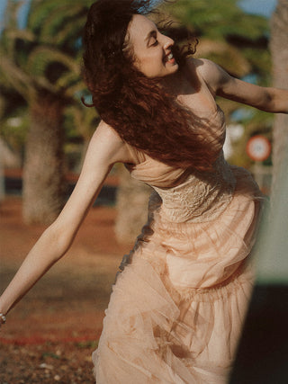 Amber Breeze Tulle Maxi Dress