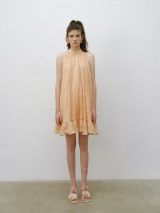 Apricot Halterneck Mini Dress