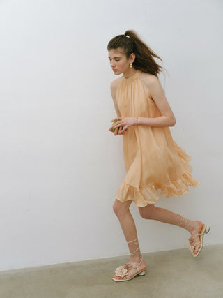 Apricot Halterneck Mini Dress