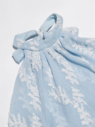 Aqua Leaf Halterneck Maxi Dress