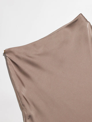 Ash Brown Satin Long Skirt