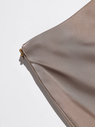 Ash Brown Satin Long Skirt