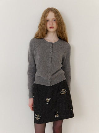 Ash Wool Knit Cardigan – wool knit with button front and ribbed trims