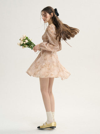 Autumn Square Neck Mini Dress