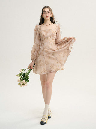 Autumn Square Neck Mini Dress