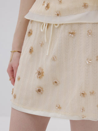 Beaded Petal Mini Skirt
