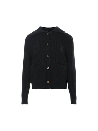 Beary Knit Cardigan with chunky knit texture, offering warmth and cozy comfort for winter styling.
