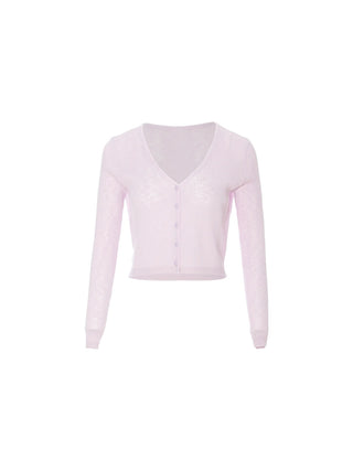 Bebe V-neck Knit Cardigan in muted purple with a clean feminine silhouette