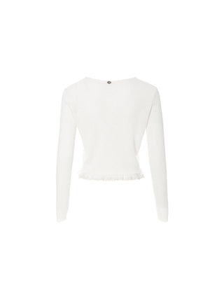 Bebe V neck Knit Cardigan White