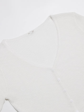 Bebe V neck Knit Cardigan White