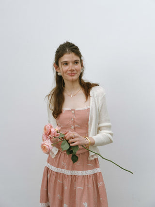 Bebe V neck Knit Cardigan White