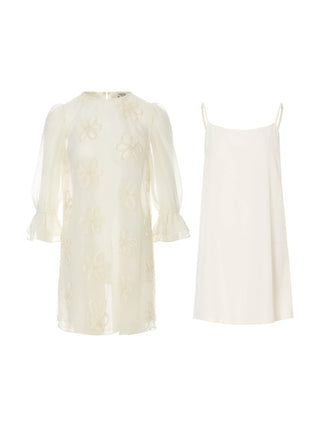Big Flower Sheer Mini Dress Set