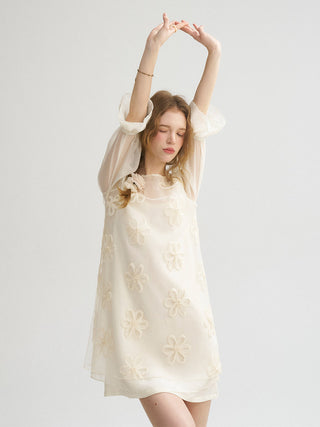 Big Flower Sheer Mini Dress Set